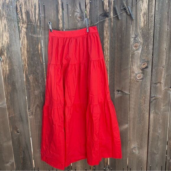 Staud red A-Line Women's midi skirt size 00 - Picture 5 of 7